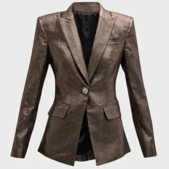 Ramy Brook Wren Metallic Single-Breasted Blazer - Picture 1 of 2